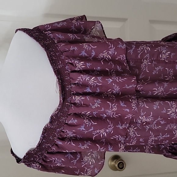Free People Size L Purple Floral Off the Shoulder Mini Dress, Exc Used Condition - Picture 6 of 14